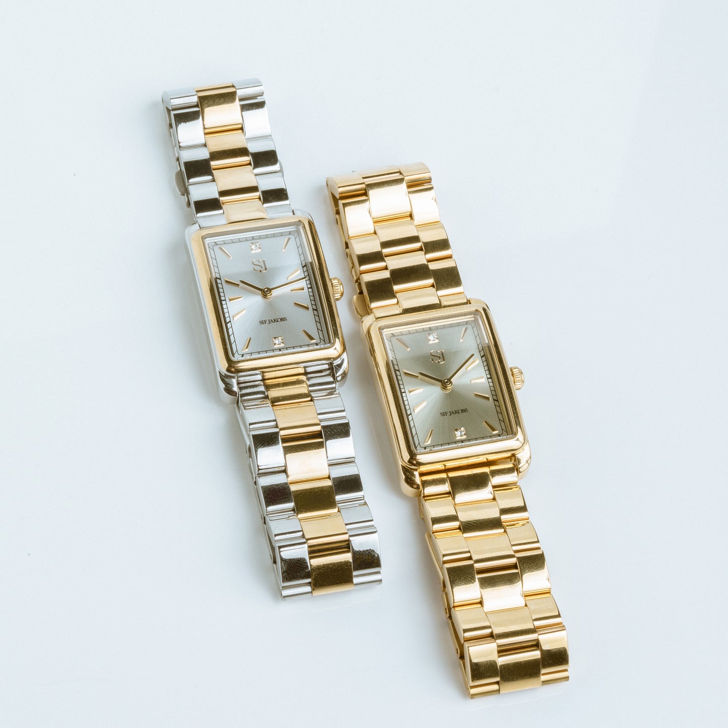 Stainless steel silver & gold | Silver dial and white zirconia